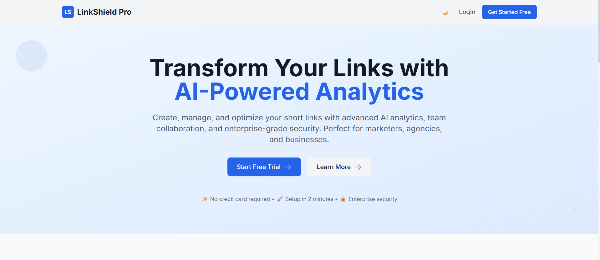 LinkShield Pro AI-powered link analytics dashboard